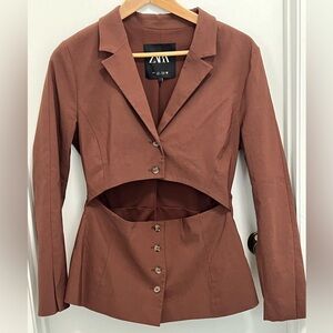 ZARA Women Brown Blazer